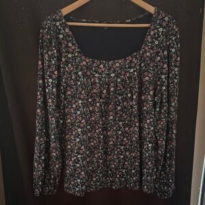 Lucky Brand Navy Floral Blouse